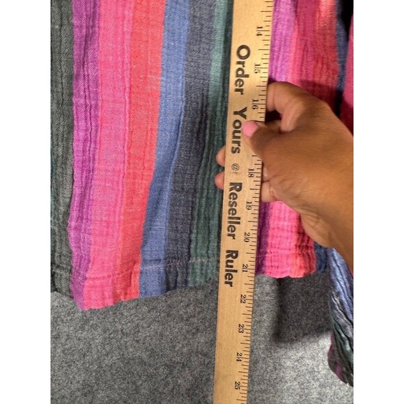 GAP Top Women XS Pink Striped Long Sleeve Peasant Gauze Summer Vacation RElax - Picture 4 of 6